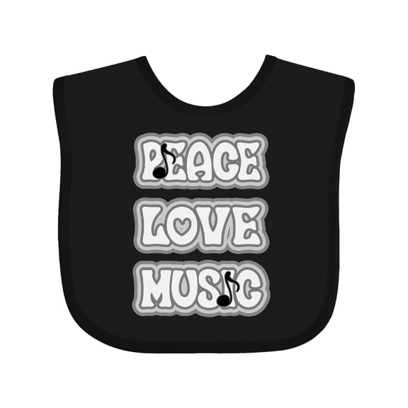 Inktastic Peace Love Music Quote Girls Baby Bib
