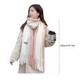 thumbnail image 6 of Eoperou Winter Women Scarf: Thick Warm Long And Width Color Matching Patchwork Windproof Tassel Decor Anti-shrink Heat Retention Neck Wrap, 6 of 8