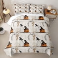 thumbnail image 2 of Homewish Halloween Witch Pumpkin Quilt Full, Sketch Ghost Full Bedspread Sets, Cream Orange Black, 3 Pieces 1 Bedspread and 2 Pillowcases, 2 of 7