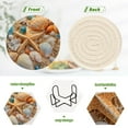 thumbnail image 4 of 6 Pcs Drink Coasters Sets with Holder Pads Cotton Cup Heat-Resistant Hot Mats for Table Protection Starfish and Seashells, 4 of 7