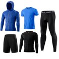 thumbnail image 1 of Greeniant 5 unids/set de ropa de gimnasio para hombre, traje deportivo para Fitness, ropa de entrenamiento, baloncesto, fútbol, ​​correr, camisas de Uniforme atlético azul L Greeniant OD0603-04B, 1 of 6