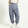 thumbnail image 5 of Levmjia Women High Waisted Jogger Pants Cuffed Ankle Length Casual Lounge Pants with Pockets Solid Color Elastic Waist Trousers, 5 of 7
