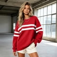 thumbnail image 4 of Women Varsity‑Style Striped Sweatshirt Oversized Long Sleeve Pullover Crew Neck Casual Fashion Tops, 4 of 5