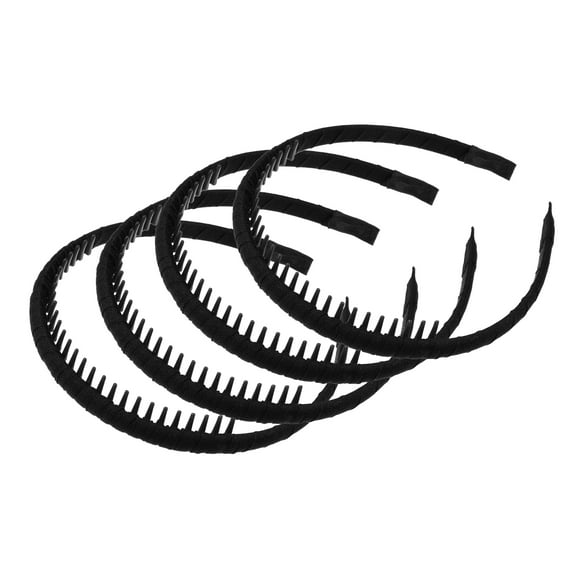 Vocoste 4 Pcs Women Teeth Comb Headbands Non-Slip Head BandsHair Hoop Hairband Black 4.72"x0.63"