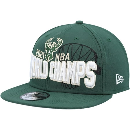 Youth New Era Hunter Green Milwaukee Bucks 2021 NBA Finals Champions On The Court 9FIFTY Snapback Hat - OSFA