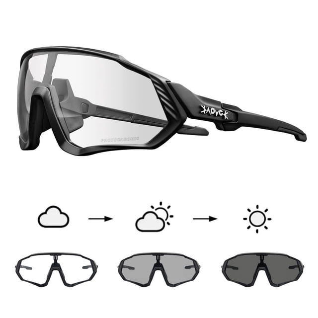 Gafas de ciclismo KAPVOE con lente transparente fotocromática UV400