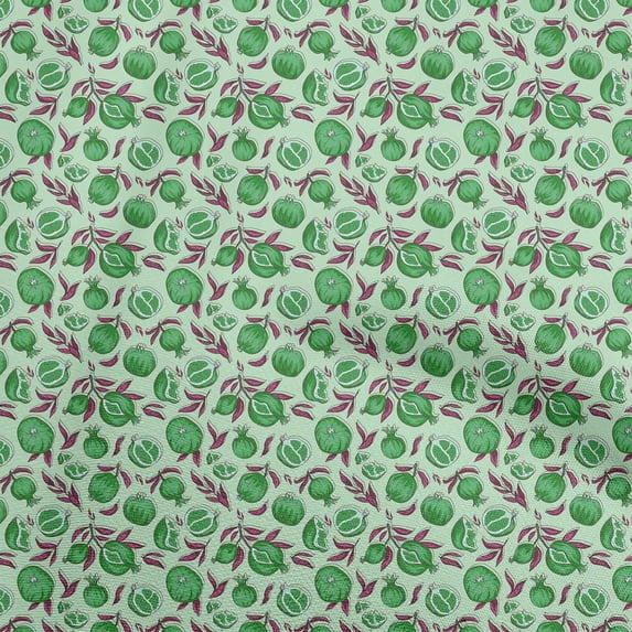 oneOone Cotton Silk Mint Green Fabric Pomegranate Craft Projects Decor Fabric Printed By The Yard 42 Inch Wide