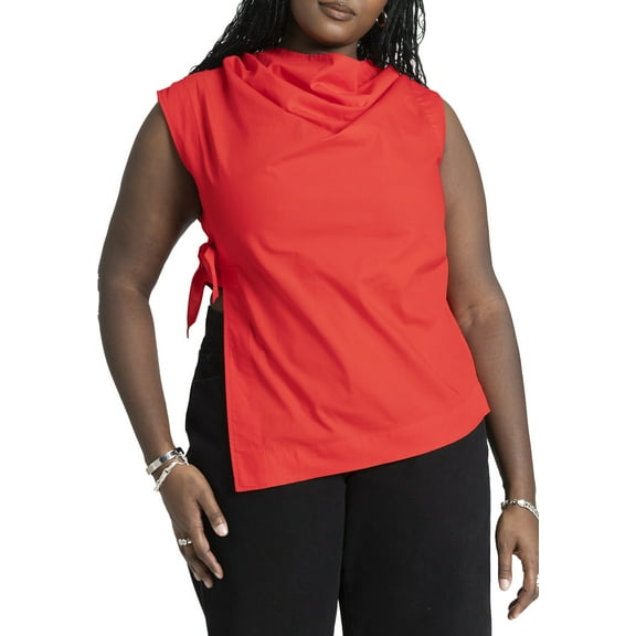 ELOQUII Women's Plus Size Asym Tie Top