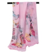 GWAABD Scarf for Women Winter Soft Lightweight Shawls Wraps Thin Chiffon Scarf Butterfly Print Ladies Scarves Cold Weather Accessories Pink One Size