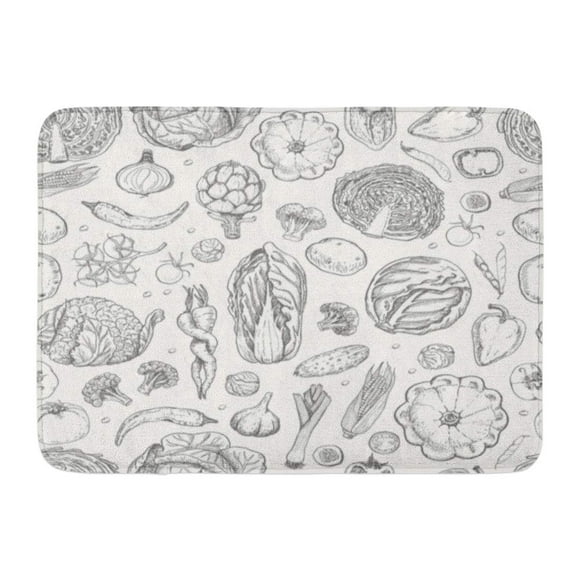YUSDECOR Bio Green Farm with Vegetables for Your Design White Artichokes Broccoli Rug Doormat Bath Mat 23.6x15.7 inch