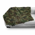 thumbnail image 3 of Camo Soft Flannel Fleece Blanket, Grunge Graphic Camouflage Summer Theme Armed Forces Uniform Inspired Dark, Cozy Plush for Indoor and Outdoor Use, 70" x 90", Green Pale Green Brown, by Ambesonne, 3 of 6