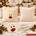 thumbnail image 2 of LOMYOLO Christmas Throw Pillow Covers 18x18IN Set of 2, Soft Faux Fur Holiday Decorative Pillow Covers for Couch Sofa Bed 3D Embroidered Couch Cover Home Decor Pillow Covers - Cute Reindeer, 2 of 8