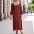 thumbnail image 6 of Women's Square Neck Long Sleeve Maxi Dress, Elastic Cuff Loose Fit Flowy Dress for Vacation Daily Wear Fall Wedding Guest, Women's Plus L, 6 of 9