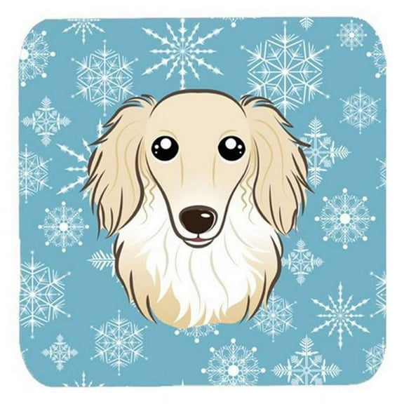 Snowflake Longhair Creme Dachshund Foam Coasters, Set Of 4
