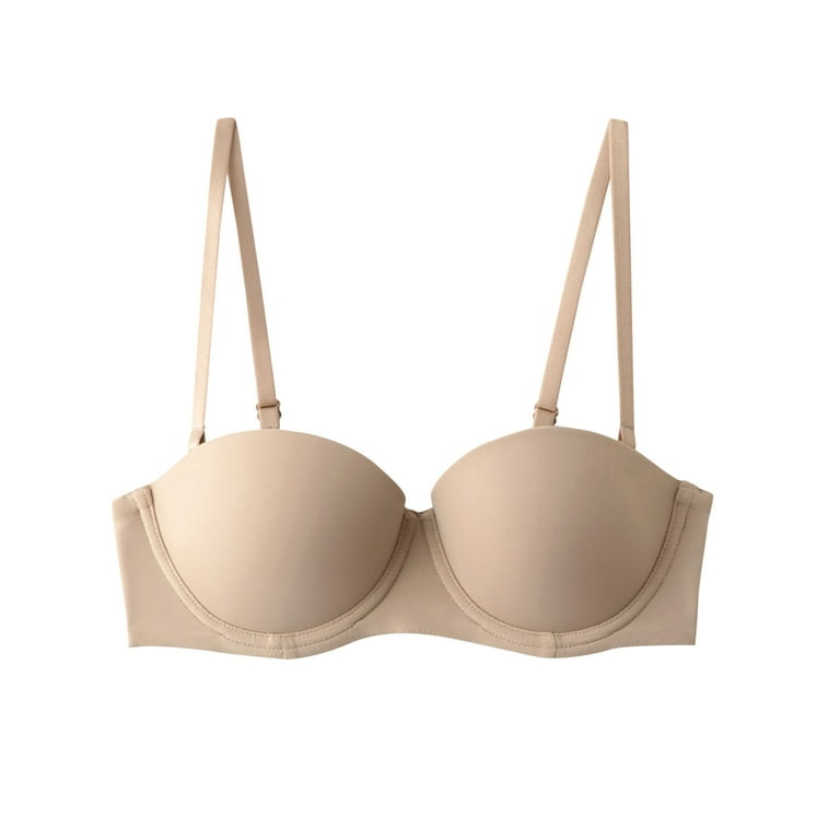 Rigardu bras for women Women's T Shirt Bra with Push Up Padded Bralette Bra  Without Underwire Seamless Comfortable Soft Cup Bra Beige + 75B