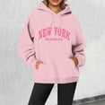 thumbnail image 2 of PMVFHDE Women's Letter Print Pullover Hoodie Graphic Design Oversized Comfort Fit Long Sleeve Casual Streetwear Fashion Top Pink，XL, 2 of 4