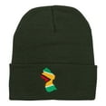 thumbnail image 5 of Guyana Flag Map Embroidered Long Beanie - Olive OSFM, 5 of 5