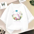 thumbnail image 3 of Bonita camiseta de algodón con dibujo de gato para niños y niñas, cuello redondo, manga corta, informal, estética, a la moda, para bebés, 3 of 5