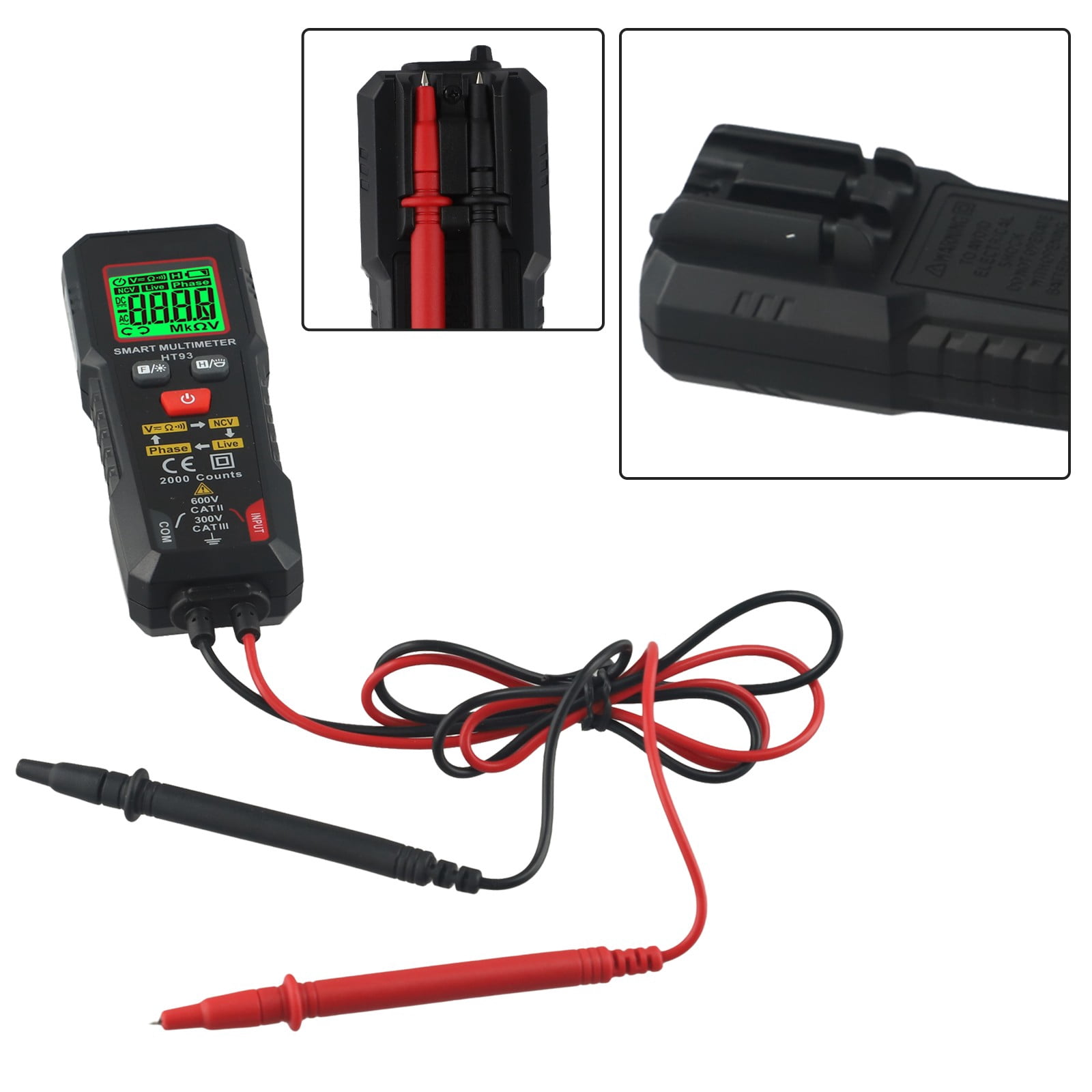 Habotest Ht93 Digital Multimeter Voltage Tester 2000 Count Ac/Dc Voltmeter True Rms Ncv Phase Test Auto-Range Multimeter Smile Home