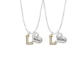 thumbnail image 2 of Delight Jewelry Goldtone Crystal Initial - L - Mother & Daughter Heart Necklaces (Set of 2), 19"+2", 2 of 4