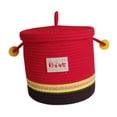 thumbnail image 2 of Cesta de almacenamiento de cuerda de algodón con tapa, multifuncional, decorativa Marrón amarillo rojo, 2 of 9