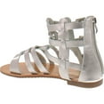 thumbnail image 3 of De Blossom Xara-4 Vegan Leather Casual High Strappy Gladiator Flat Sandal Silver, 3 of 4