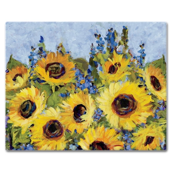 CounterArt Sunflower Gallery 3mm Tempered Glass Cutting Board 15" by 12"