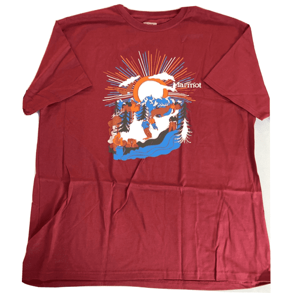 Marmot Men's Organic Cotton Descent Logo Tee in Manzanita Red-2XL