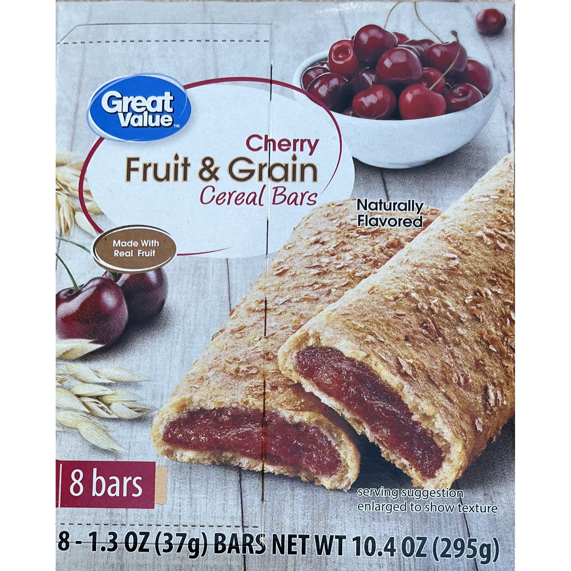 Great Value Fruit and Grain Bars Cherry, 1.3 oz, 8 Count