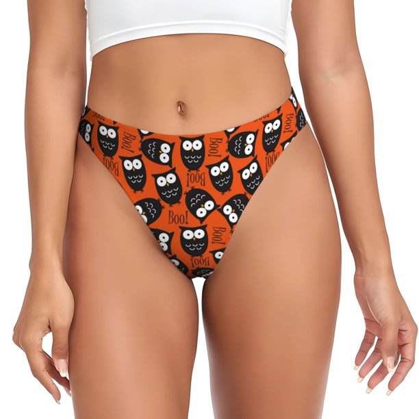 Balery Owls And Boo Tangas de Algodón para Mujer con Estampado – Ropa Interior Sexy, Transpirable, G-string-XX-Large