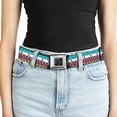 thumbnail image 5 of Buckle-Down Belt, Seatbelt Buckle Belt, Aztec Pattern Seafoam Green White Pink Lime Green Black, 34 to 52 Inches, 5 of 9