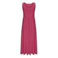 thumbnail image 4 of Liquidation d'Été 2025! Robe Grande Taille pour Femmes, Robe d'Été en Coton et Col Rond Sans Manches Longue, 4 of 5