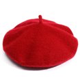 thumbnail image 1 of Boina monocromática para mujer, gorro de pintor artístico de lana de color caramelo, gorro cálido de moda para otoño e invierno, 1 of 4