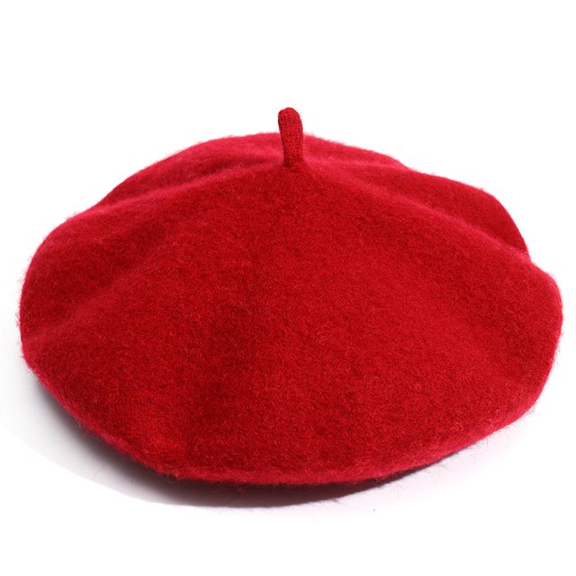 Boina monocromática para mujer, gorro de pintor artístico de lana de color caramelo, gorro cálido de moda para otoño e invierno