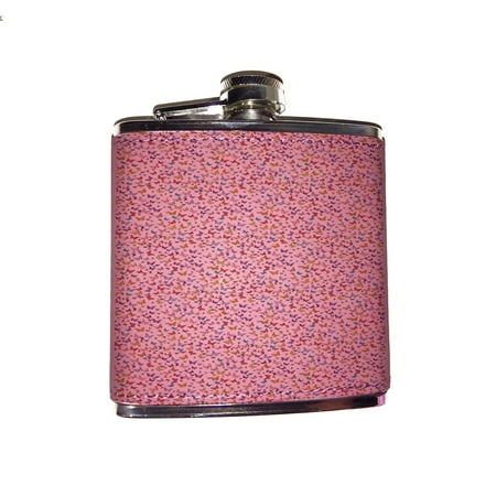 Pattern Flask - KuzmarK Pink Leather Flask - Butterfly Wings Pattern Art