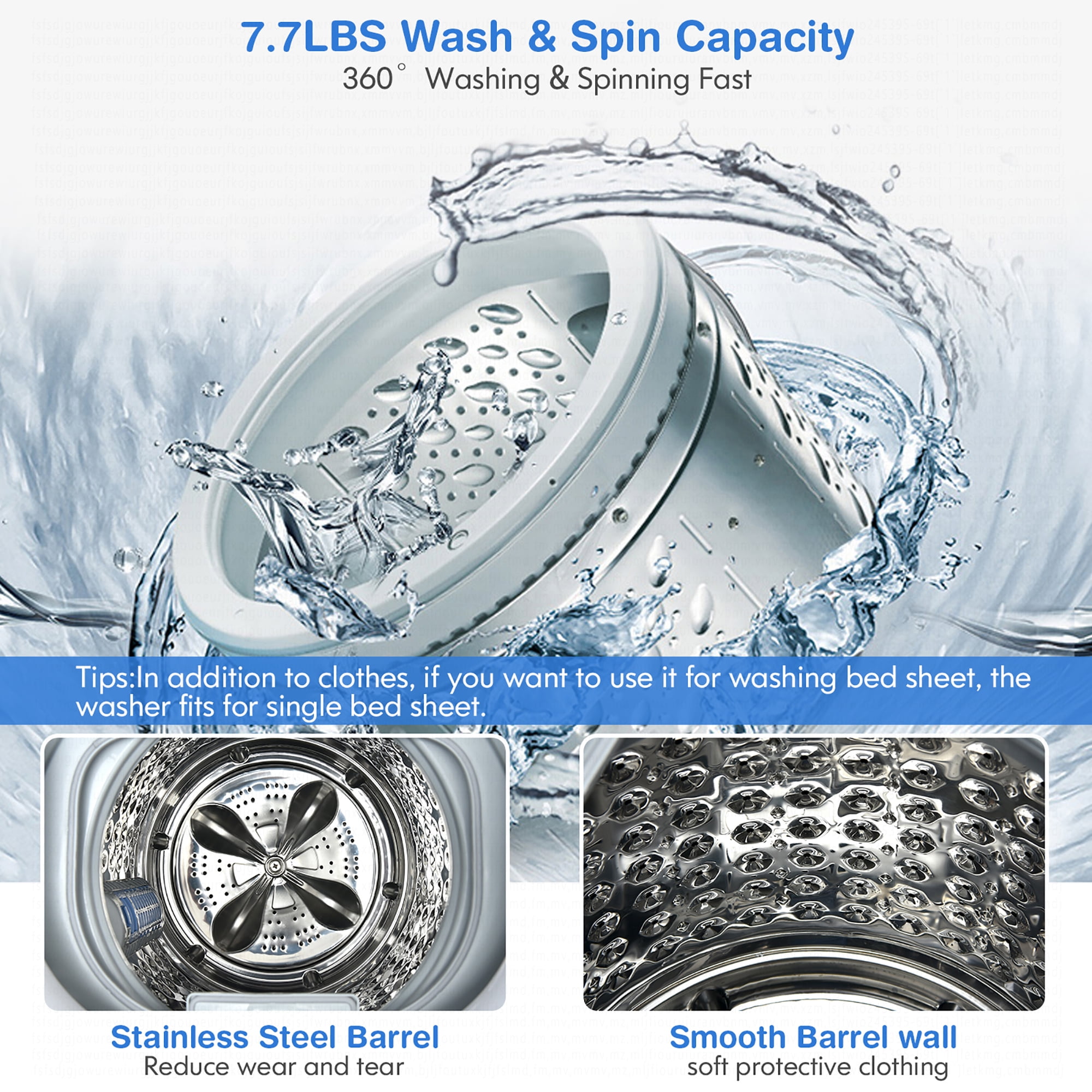 Costway 7.7 lbs Compact Full Automatic Washing Machine W/Heating Function Pump