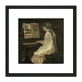 thumbnail image 1 of Jacob Maris Girl At The Piano Painting 8X8 Inch Square Wooden Framed Wall Art Print Picture with Mount, 1 of 4