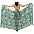 thumbnail image 3 of LA LEELA Women's Beach Wrap Bikini Wraps Sarong Cover up Skirt Bathing suit Swimsuit Cover Ups for Swimwear Women One Size Teal, Animal Skin, 3 of 6