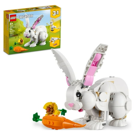 UPC: 0673419373593 | LEGO Creator 3 in 1 White Rabbit Animal Toy Building Set  STEM Toy for Kids 8+  Transforms from Bunny to Seal to Parrot Figures  Creative Play Building Toy for Boys and Girls  31133