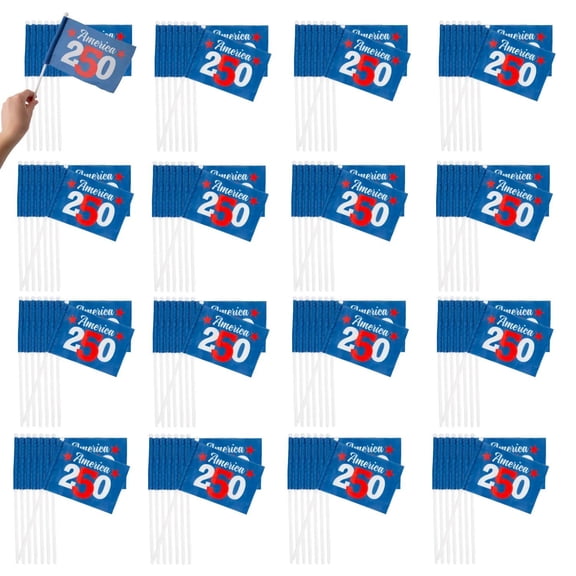 6" x 4" Bulk 100 Pc. America 250th Anniversary Flags on Plastic Sticks