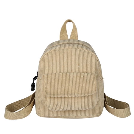 Cevemin Personalized Hand Embroidered Corduroy Backpack Casual Crochet School Bag Shoulder Rucksack for Travel Daily Work Black Pink Beige White Brown Color Options