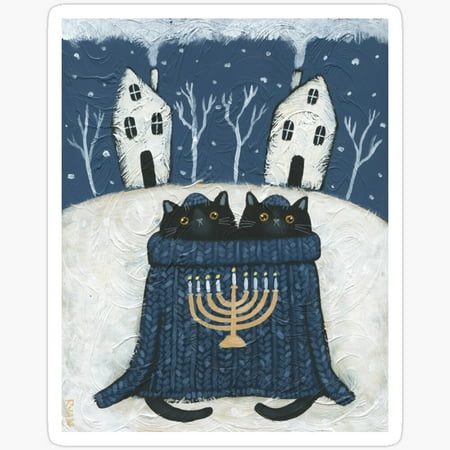 The Hanukkah Sweater Cats Sticker Phone Decal Water Bottle Stickers Car Decals, Laptop Sticker