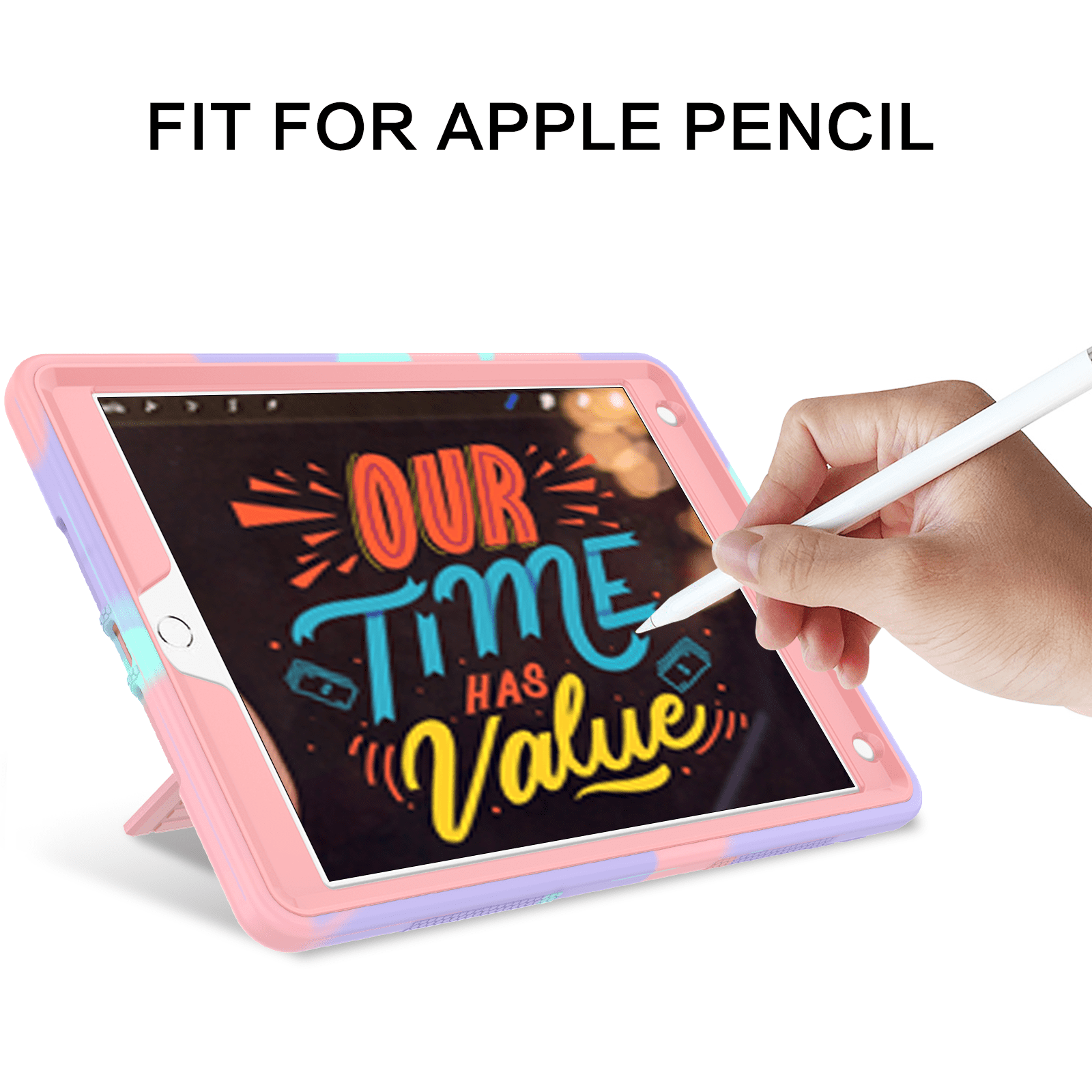 BENTOBEN iPad 9/8/7th Generation Case, iPad 10.2 2021/2020/2019 Case with Pencil Holder, Camo/Pink