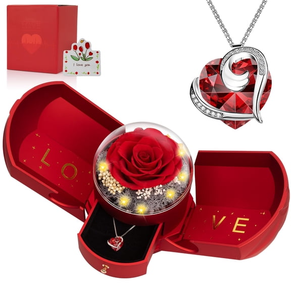 Rosa preservada con collar BNWXOY, regalo romántico