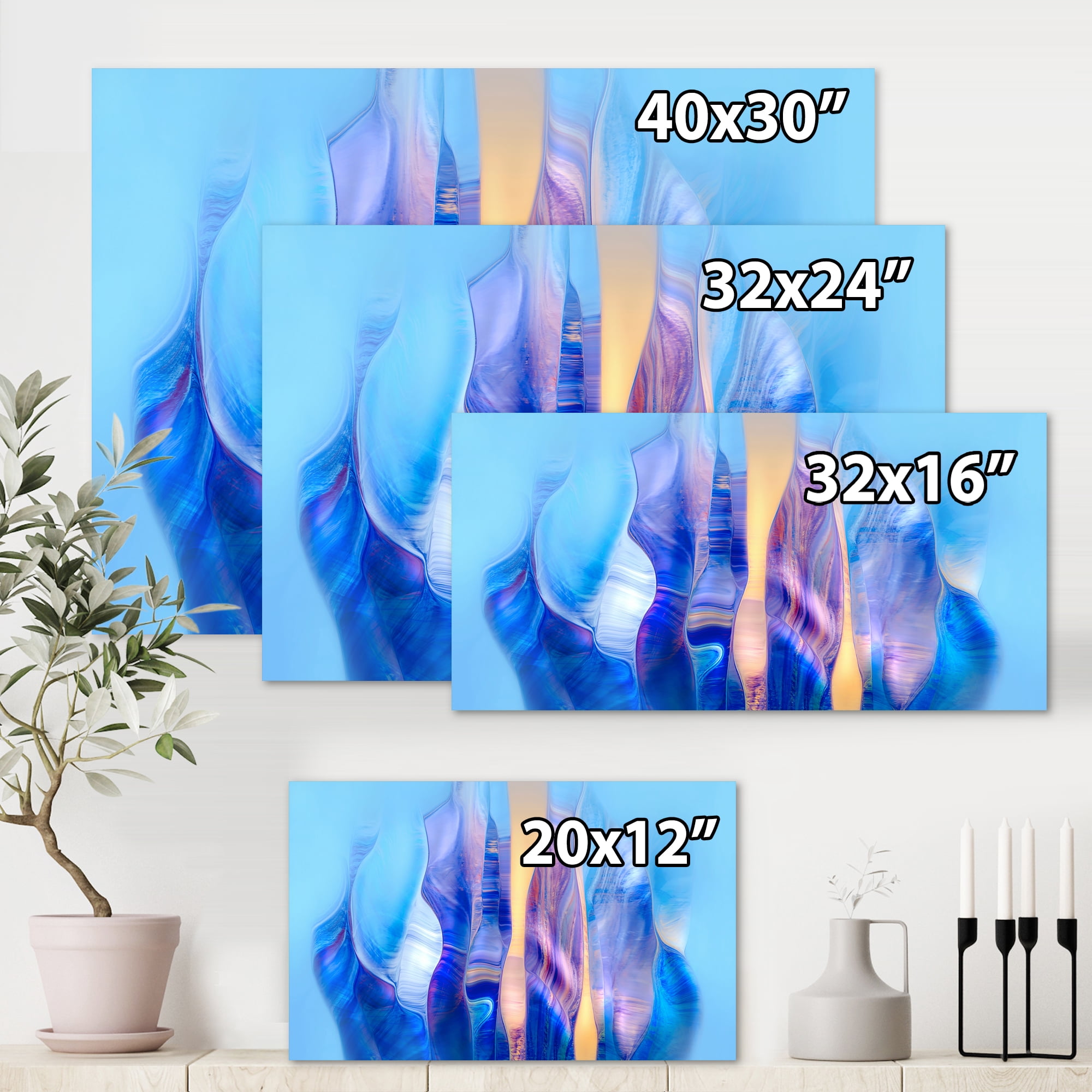Designart ' Abstract Colorful Twisted Wavy Shape In Motion ' Modern Canvas Wall Art Print