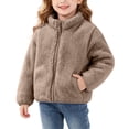 thumbnail image 2 of Mifsaly Boys Girls Fuzzy Fleece Jacket Full Zip Stand Collar Warm Winter Coat Kids Fall Winter Thermal Sherpa Outerwear with Pockets for School Outdoor, 2 of 9