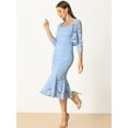 thumbnail image 4 of DARING DIVA Women's Fishtail Sheath Open Front Shrugs 2pc Lace Dress XL Light Blue, 4 of 6