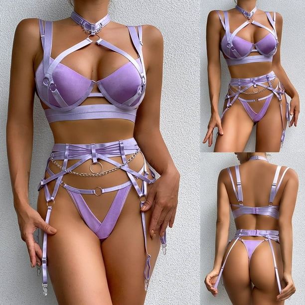 Lingerie For Women Womens 3 Pieces Exotic Lingerie Set Strappy