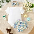 thumbnail image 3 of Fsqjgq Baby Girl Clothes Set Summer Outfits 3pcs Cute Baby Easter Alphabet Egg Printed Romper +Skirt Shorts+Headband Girls Clothing Sets 18M, 3 of 9
