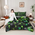 thumbnail image 4 of Castle Fairy Black Green Grid Twin Comforter Sets,Futuristic Cubes Bedding Set, 4 of 8